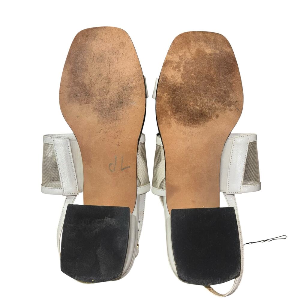 Stuart Weitzman White Y2K Stappy Mesh Sandals Women’s 6-6.5 Narrow Kitten Heel - Picture 3 of 12